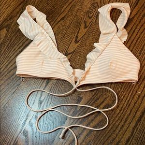 Pink and gold ruffled bikini top